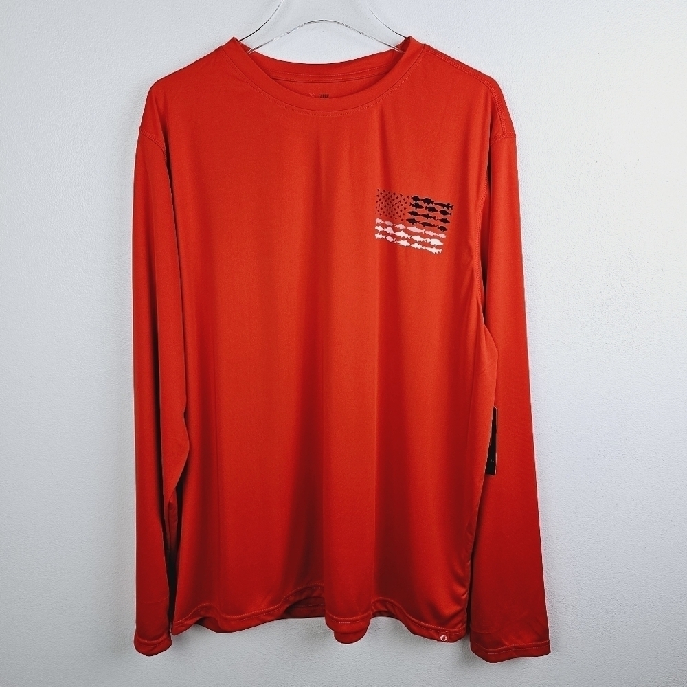 The American Outdoorsman Orange Long Sleeve Fishing Shirt UPF 50 Protection NWT